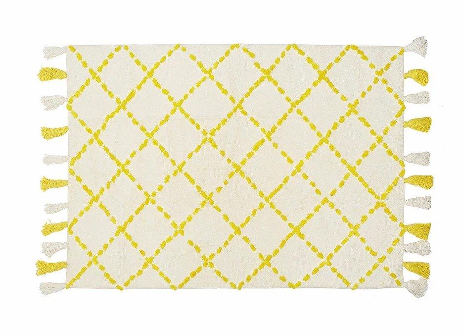 Alfombra Infantil Algodón 100% Lavable Tanger Aratextil Blanco/Amarillo - Nanetes #